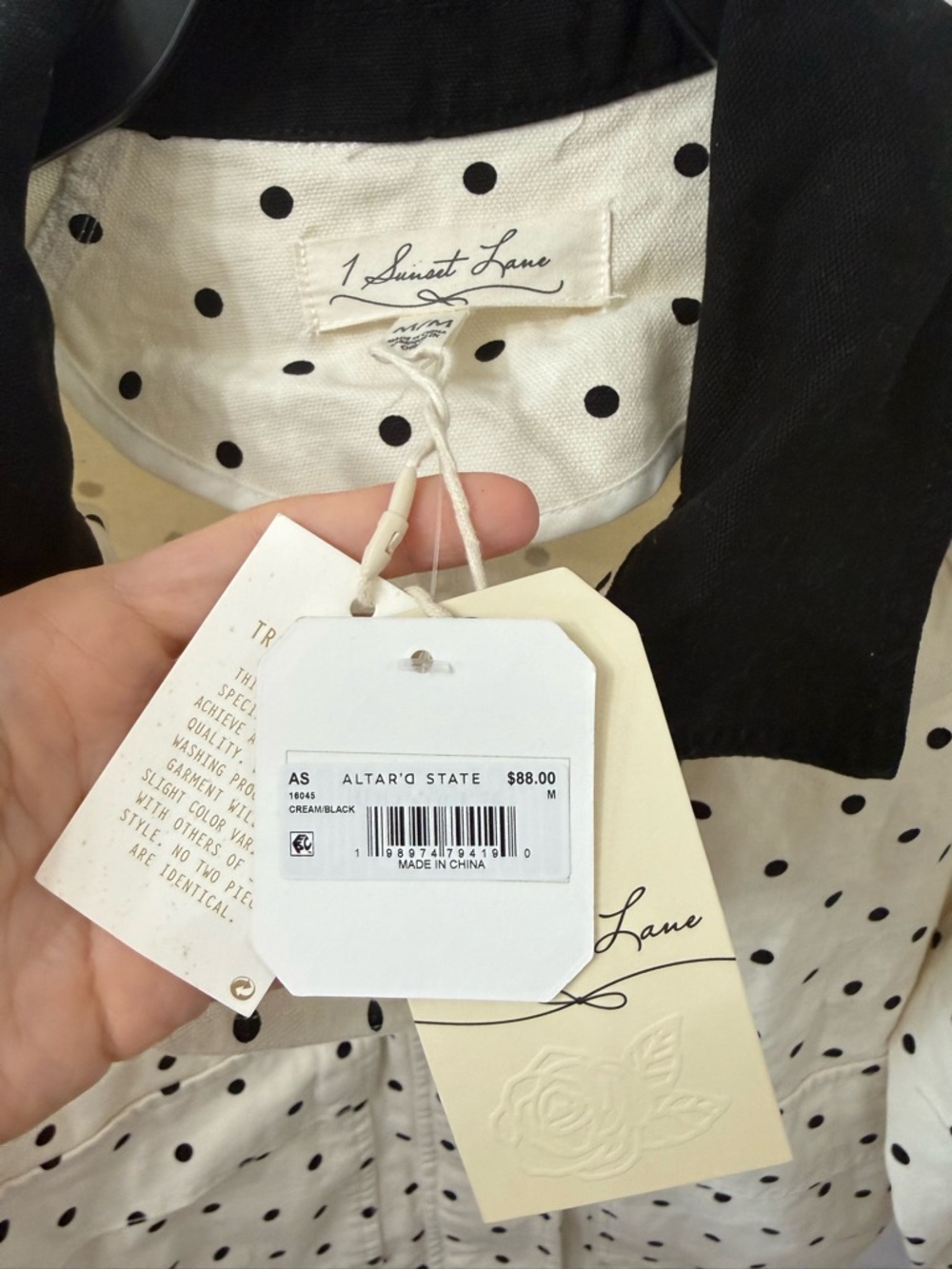 Altar'd State Cream and Black Polka Dot Jacket - Picture 6 of 7